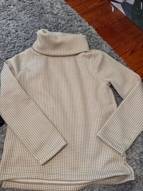 J. Crew Beige Houndstooth Turtleneck Sweater